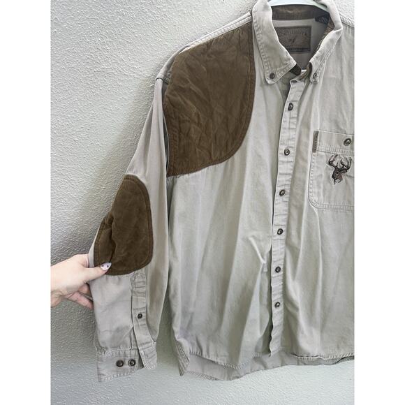 North River Outfitters Mens Buton Down Shirt Size Medium Tan Long Sleeve Vintage - Picture 2 of 11
